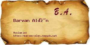 Barvan Alán névjegykártya